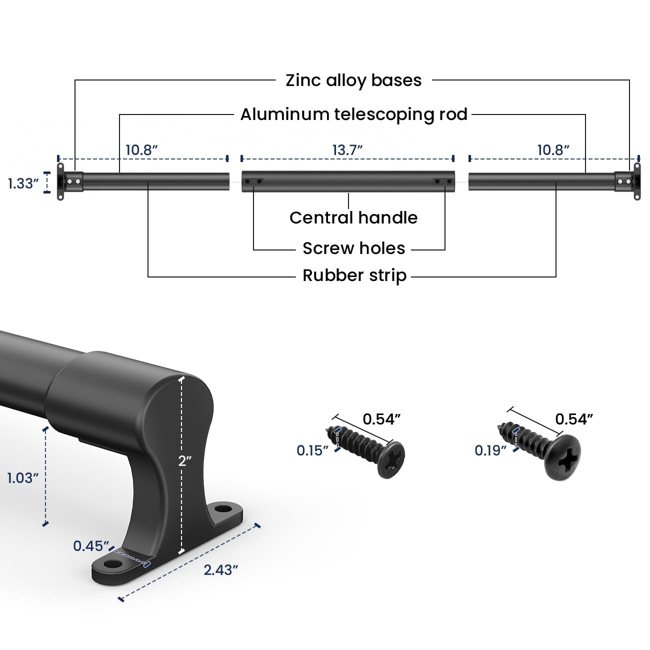 Safoner RV Screen Door Handle Grab Bar Adjustable Durable Metal and Plastic C…