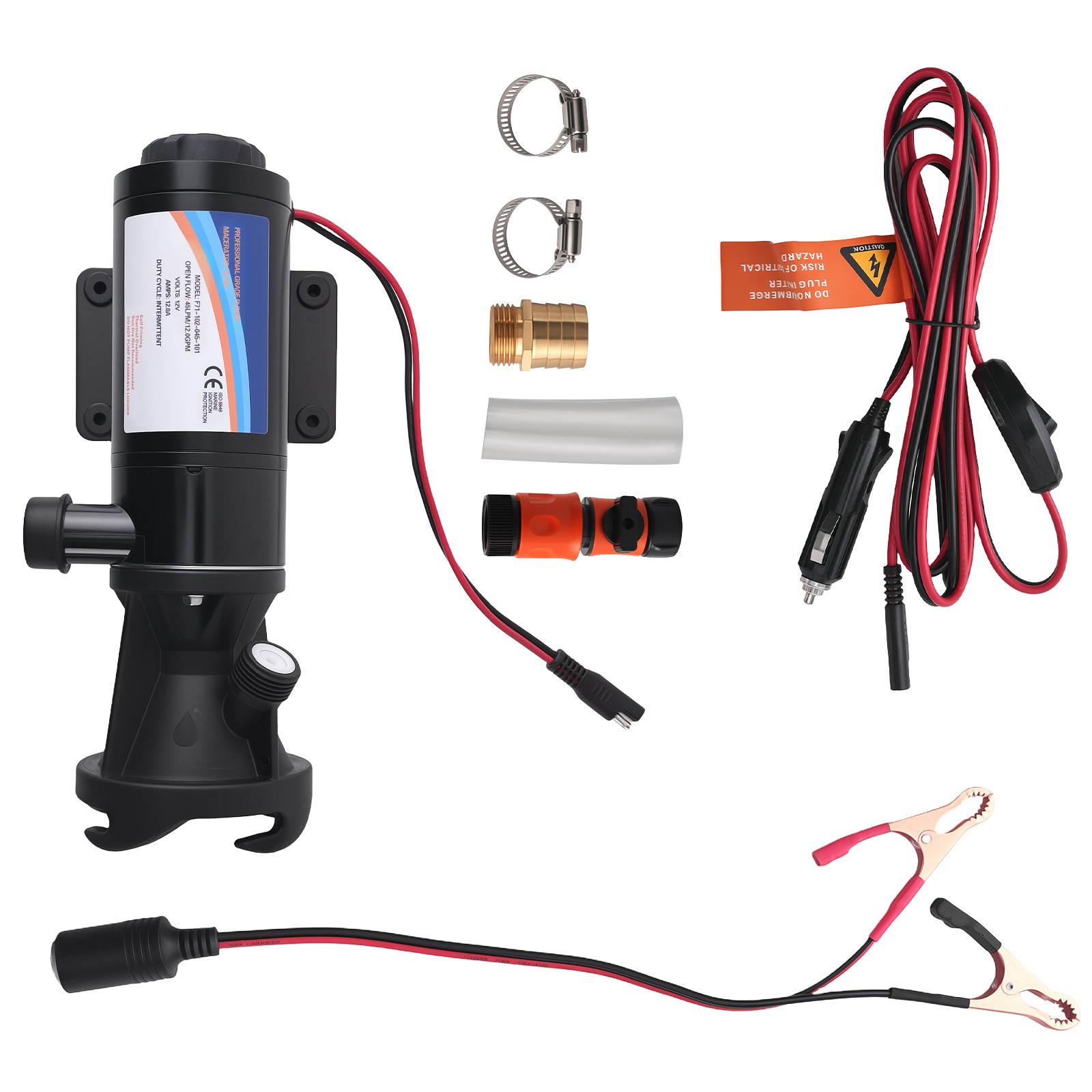 12V 24V Macerator Waste Water Pump 15PSI for RV Marine Camper 45L/Min 12GPM