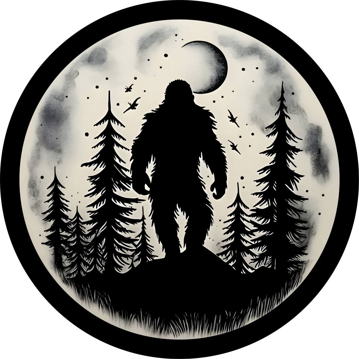 Walking in the Moonlight Bigfoot Spare Tire Cover for any make, model & size