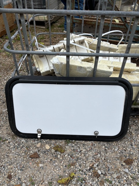 RV/Trailer Cargo Door / Access Door. White 28″x15″x2″, W/ Locks, No Keys, #135B