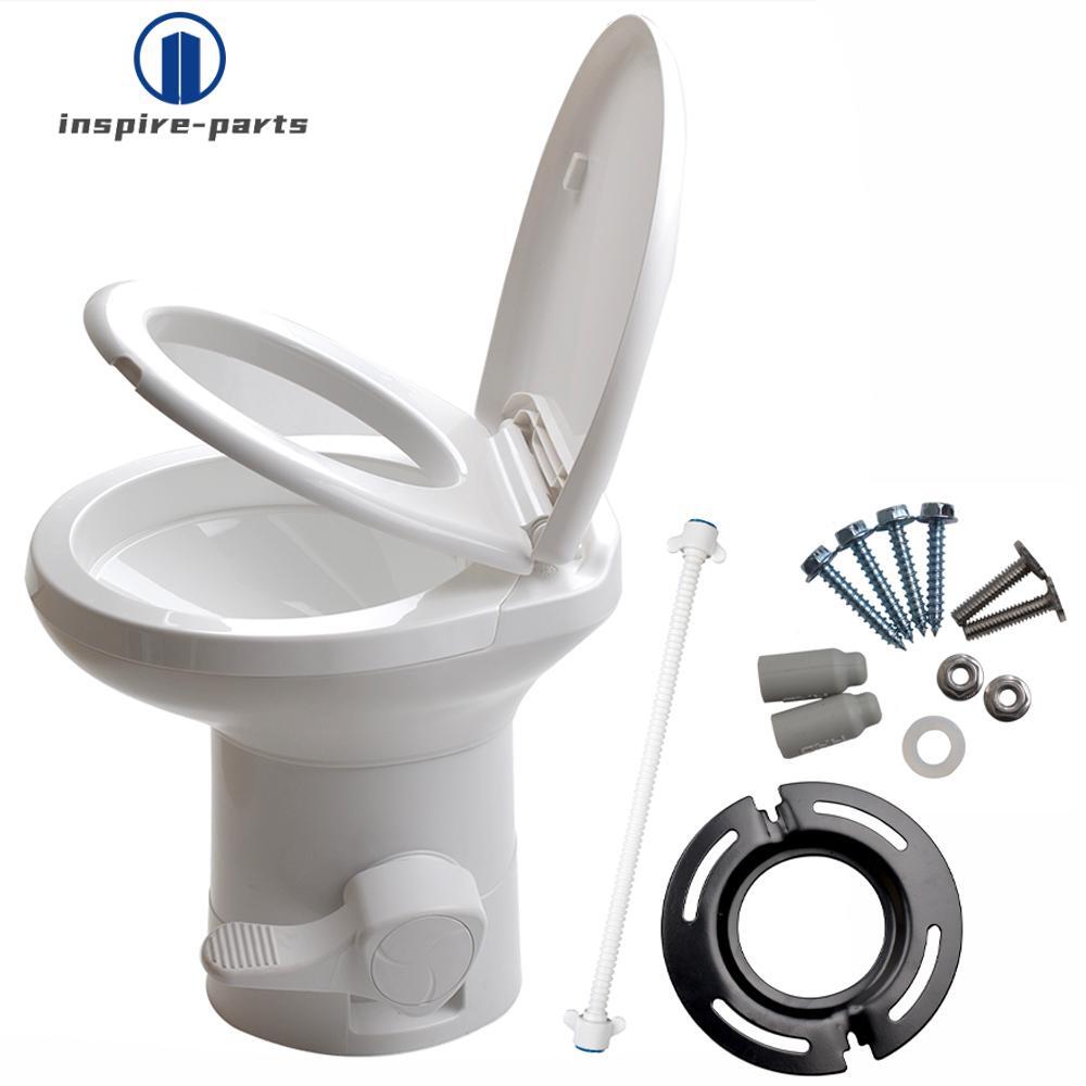 20″ RV Camper Toilet Gravity Flush Toilet Foot Pedal Home Caravan Travel Camping