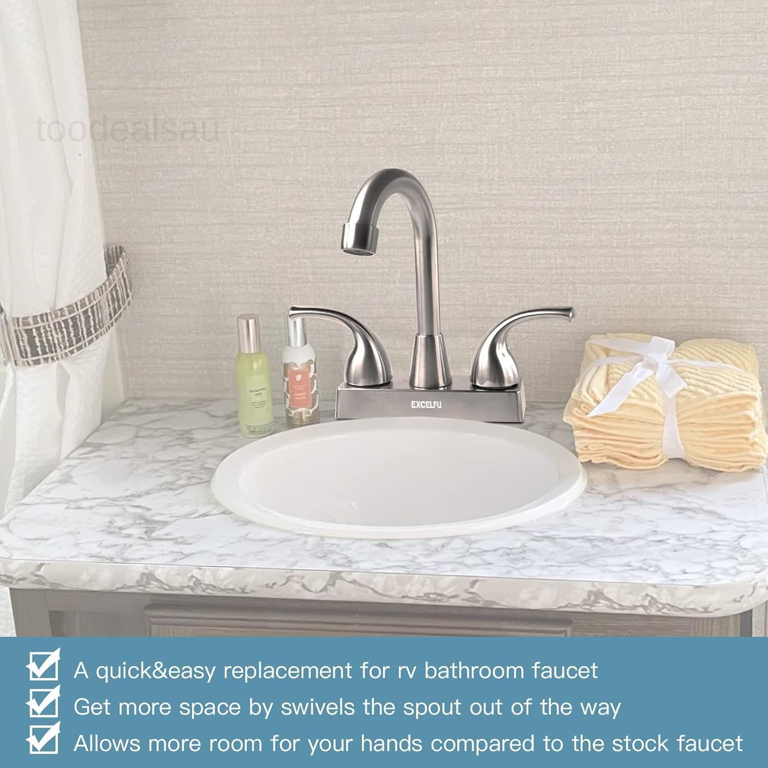 RV Bathroom Faucet, 4 inch Sink Faucet Brushed Satin Nickel