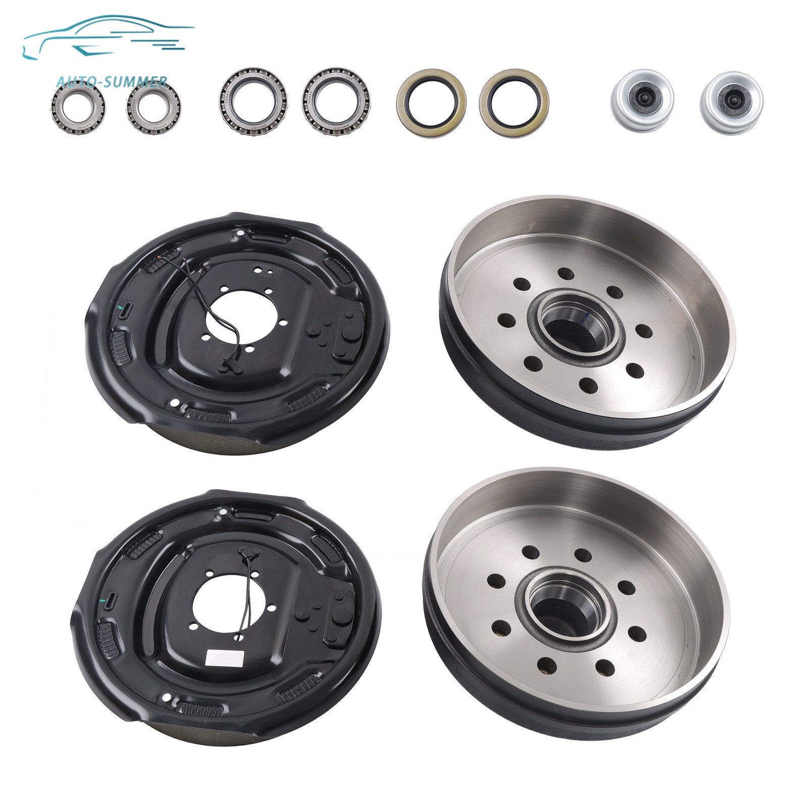 8 on 6.5″ Trailer Hub Drum Kit 9/16″ Studs w/12″x2″ Brake For HD 7000-8000 Axle