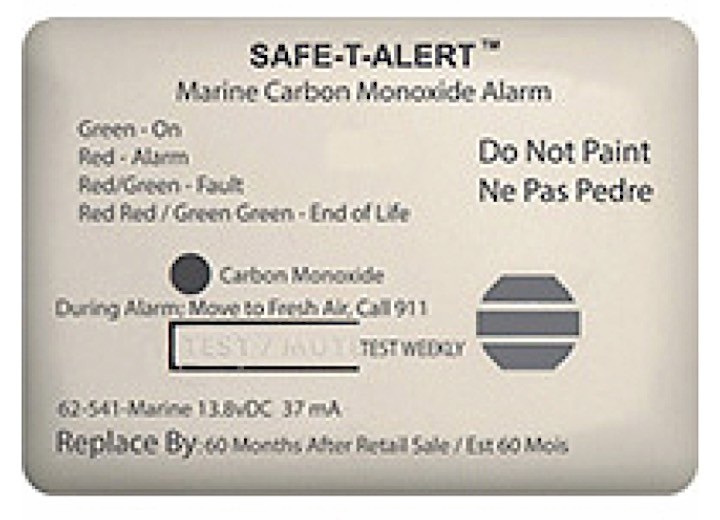MTI 62-541-WT-MARINE Safe T-Alert 62 Series Carbon Monoxide Alarm Wht Surface Mt