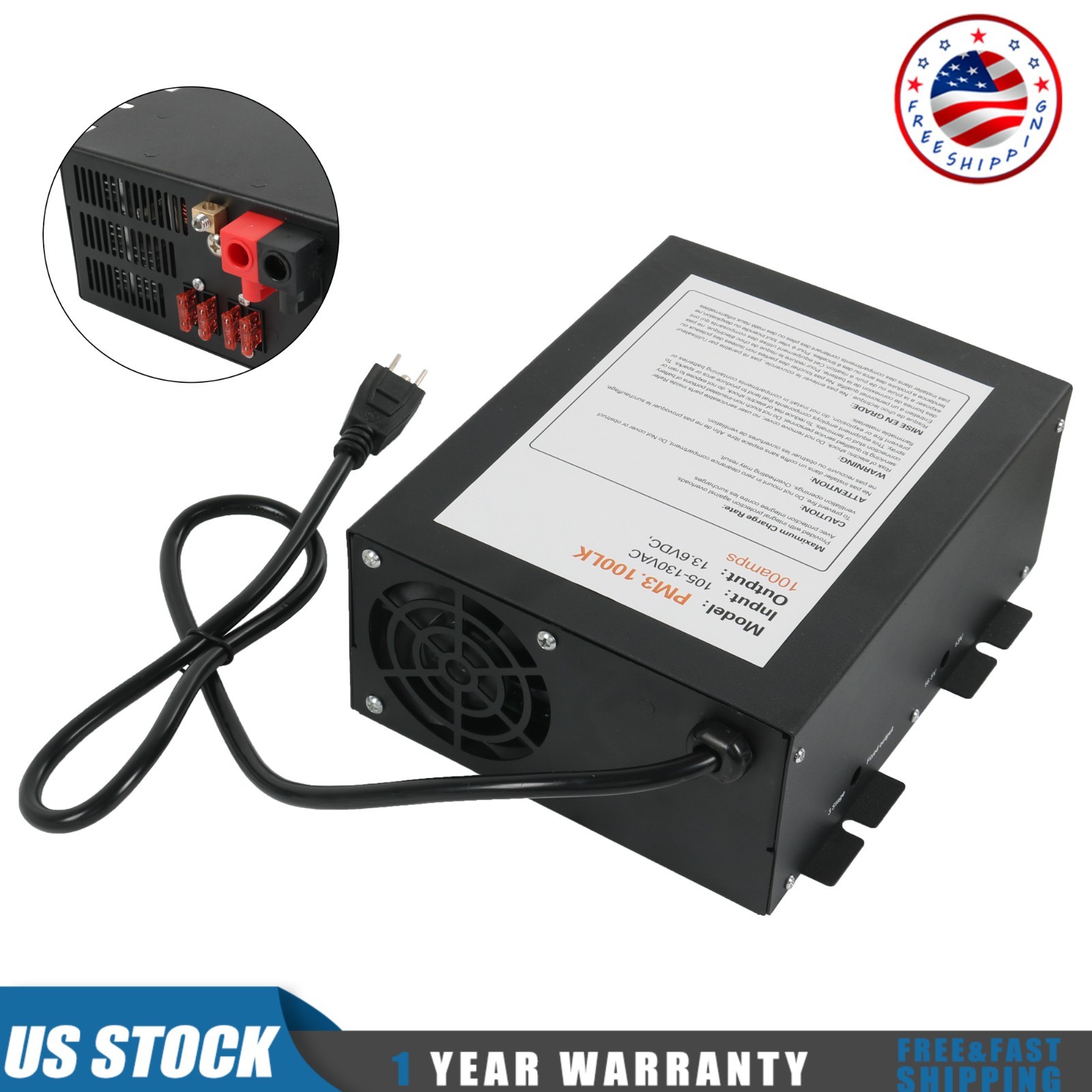 NEW 100Amp 110V-12V RV Power Converter Power Supply Battery Charger AC-DC