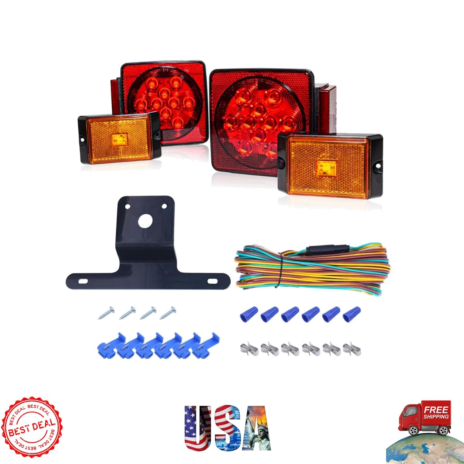 Maxxhaul 70205 12V LED Trailer Light Kit – Waterproof & DOT Compliant Red