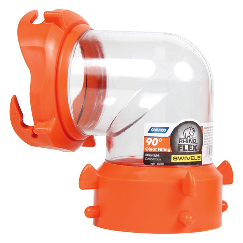 Camco 39857 RhinoFLEX 90° Clear/Red Fittings Transparent 3″Bayonet x 3″Lug