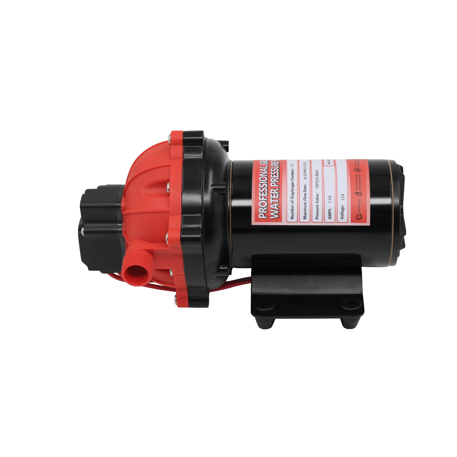 12V RV Water Pump 6.5GPM 70PSI 5-Chamber Diaphragm Pump Self-Priming Pump Boat