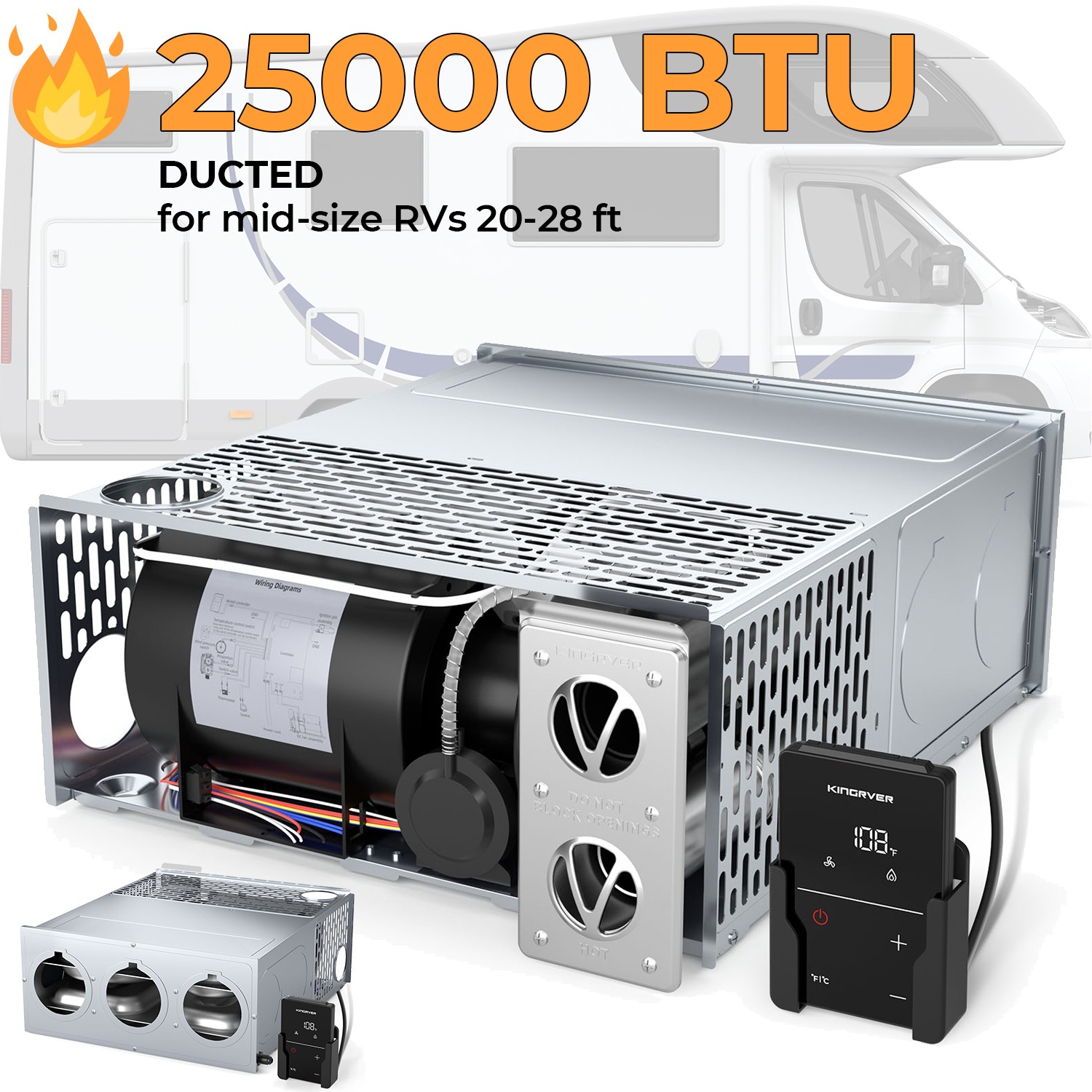 25K BTU RV Furnace RV Heater Propane w/ Remote Controller for Camper Trailer RVs