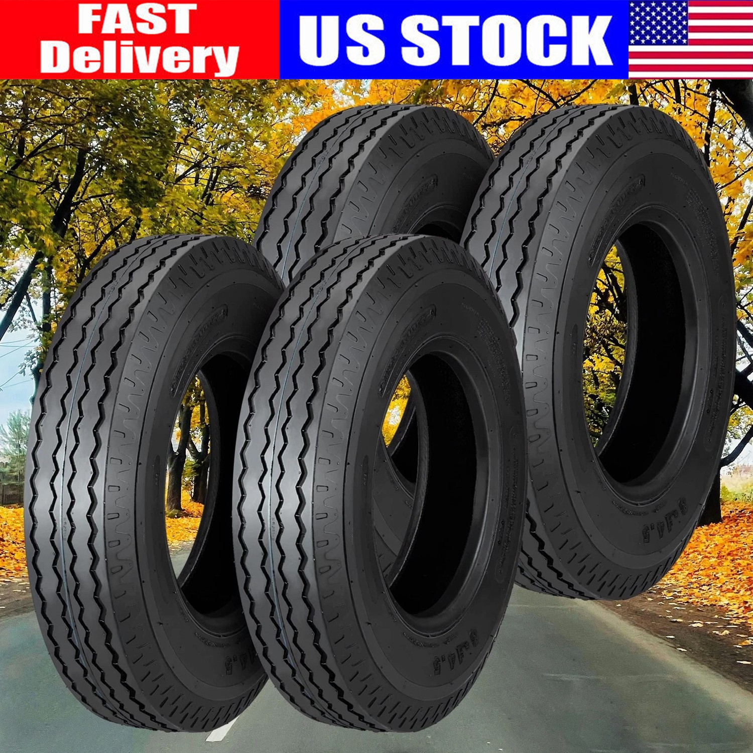 4 New Heavy Duty Highway Trailer Tires 8-14.5 8×14.5 14PR Load Range G