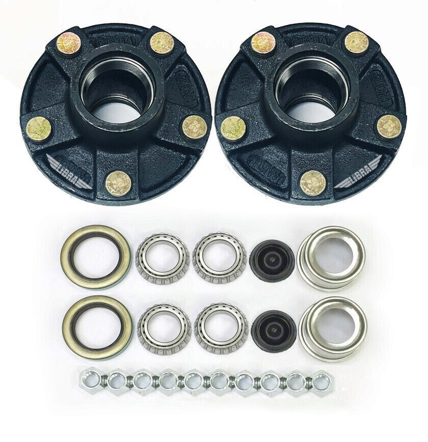 LIBRA 5 on 4.5 Trailer Idler Hub Kits 5 Lugs 5×4.5 2000 lb Axle 1-1/16″ Bearings