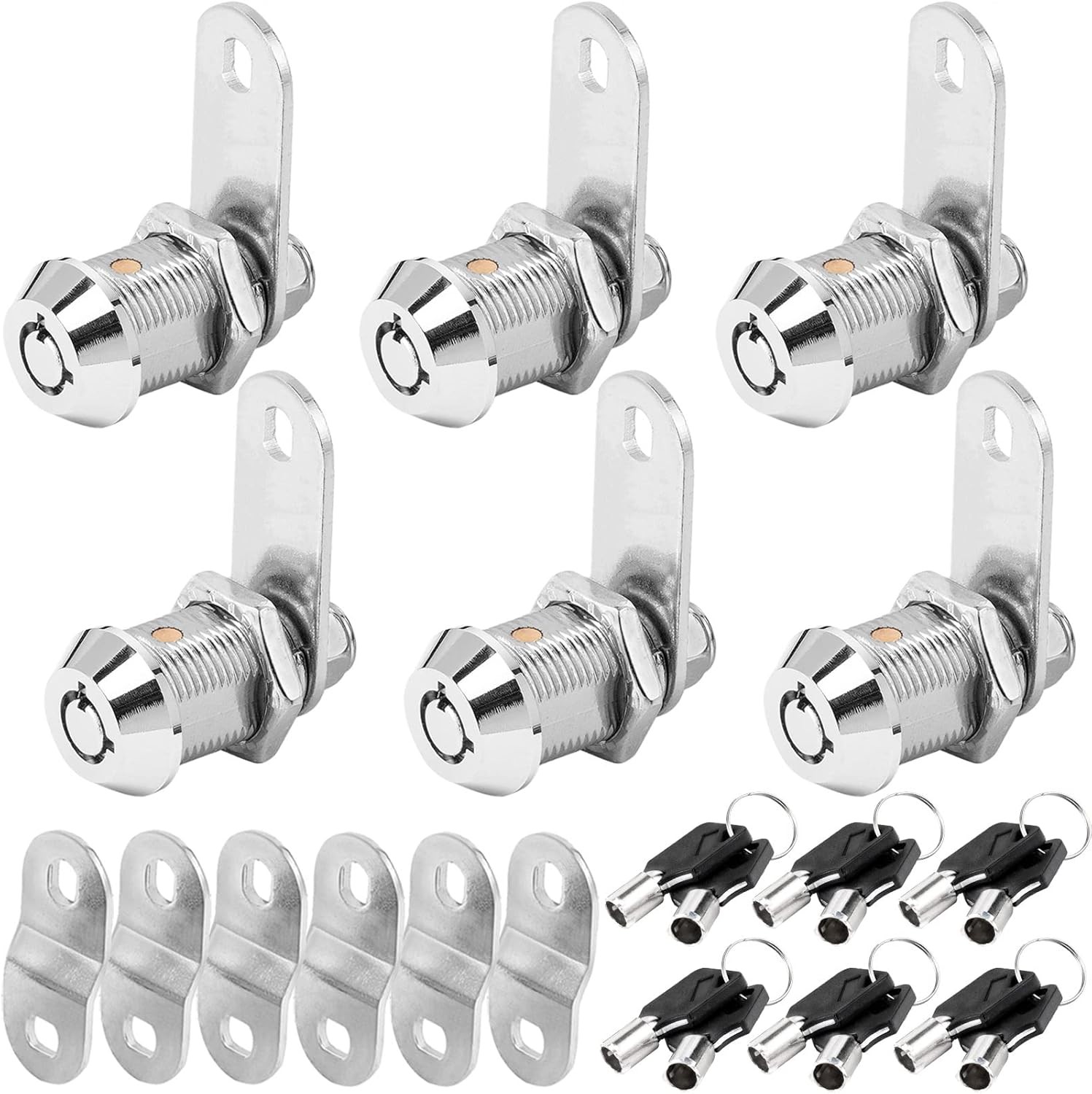RV Storage Locks – Keyed Alike, 7/8′ Fits 9/16′ Max 7/8 Inch 6Pack, Silver