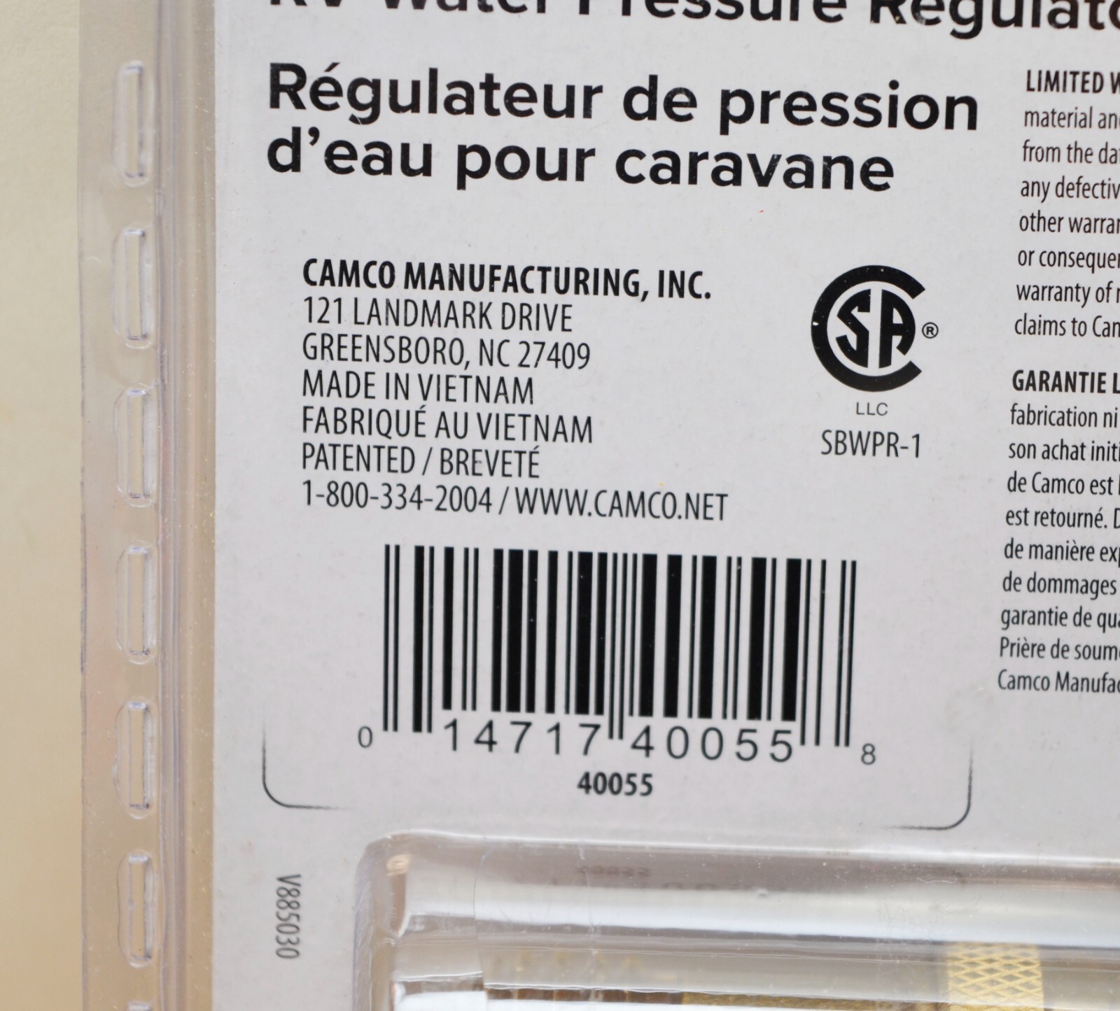 Camco 40055 RV Camper Motor Home Trailer Heavy Duty Solid Brass Water Regulator