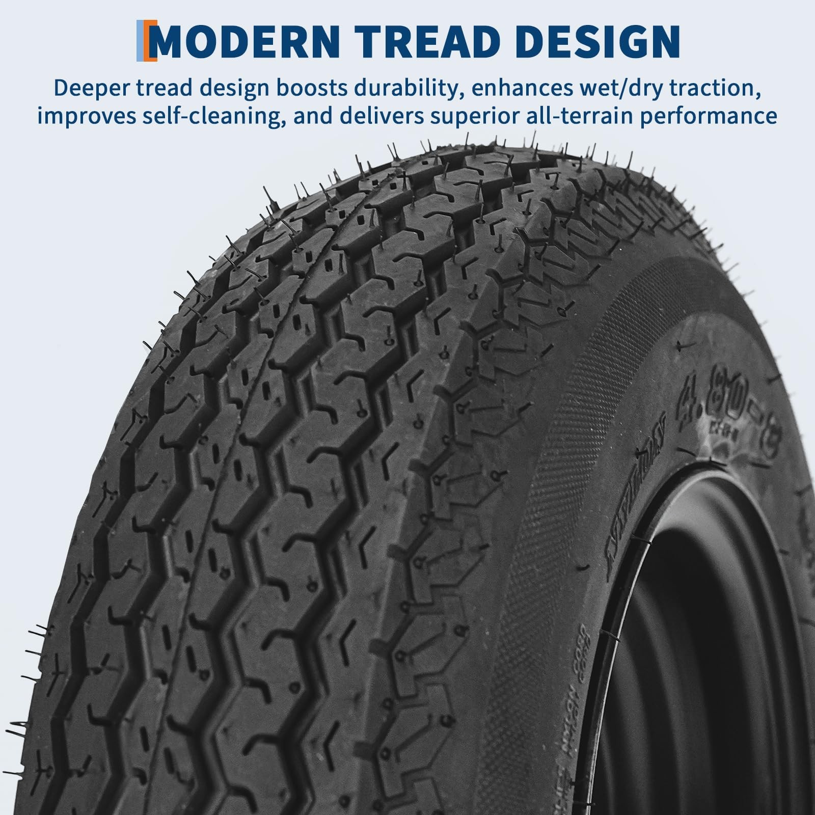 4 Pack 4.80-8 480-8 4.80×8 Trailer Tires on Rim, 4 Lug Black Wheels ,6PR Tires