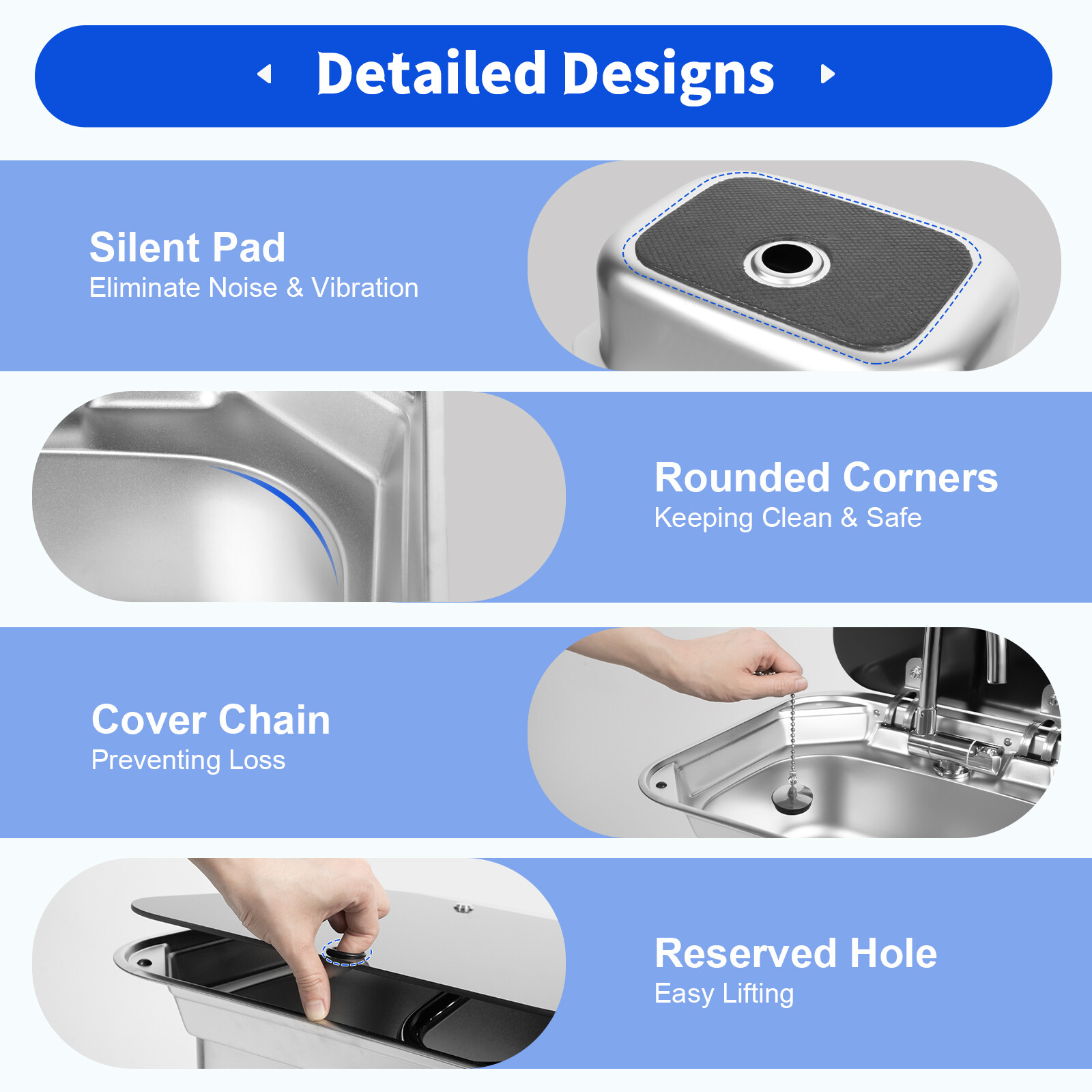 RV Kitchen Sink Unit Caravan Camper Hand Wash Basin with Faucet Stainless Steel
