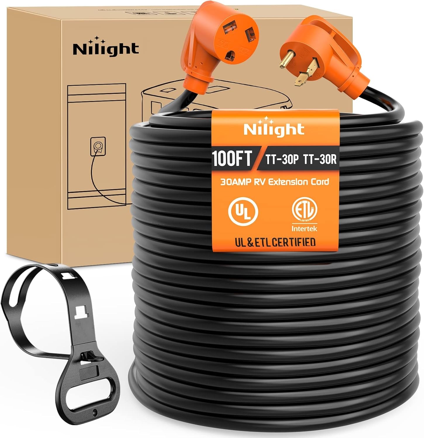 Nilight 30 Amp 100FT RV Extension Cord 125V Heavy Duty 10 Gauge Pure Copper STW