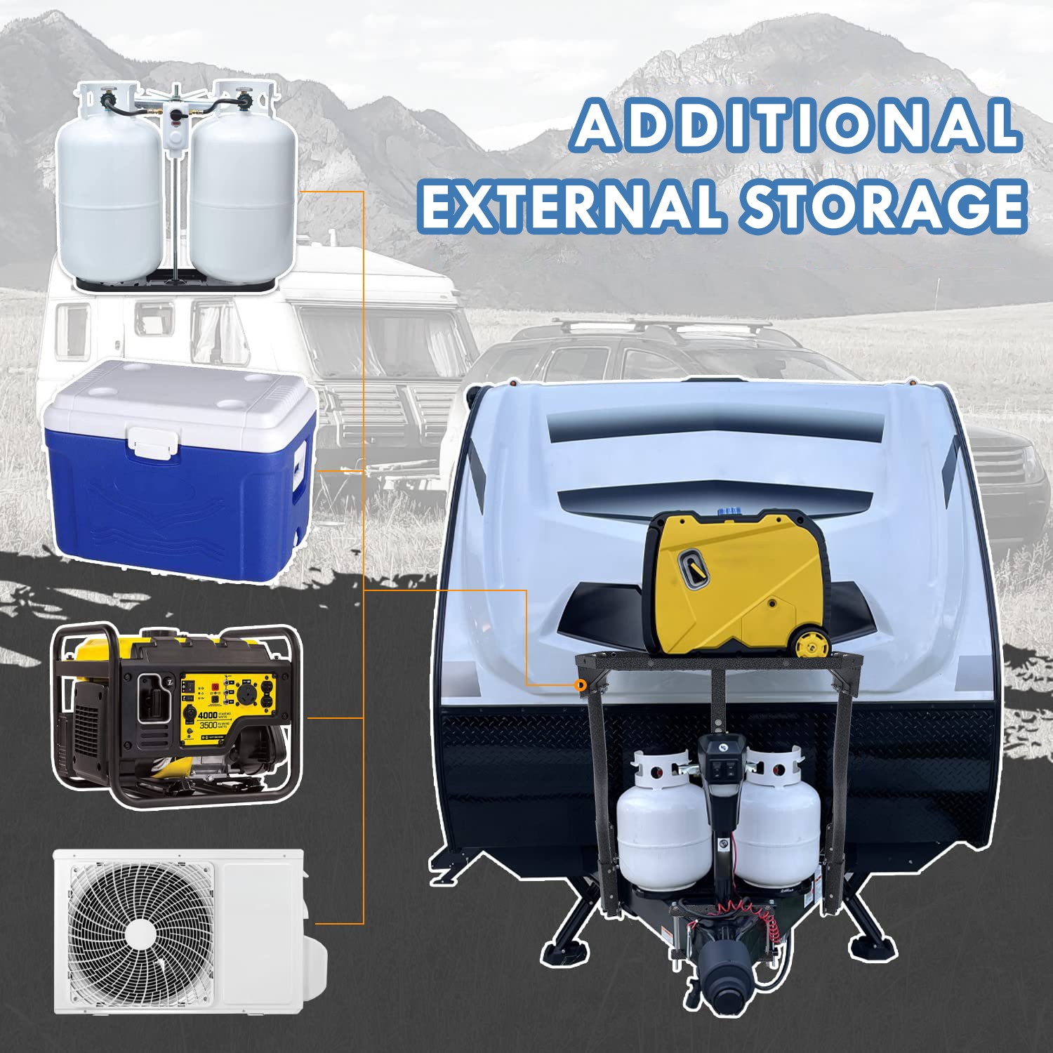 Trailer Tray Carry System CC-255 For Adjustable “A” Frame Trailer Stable Secure