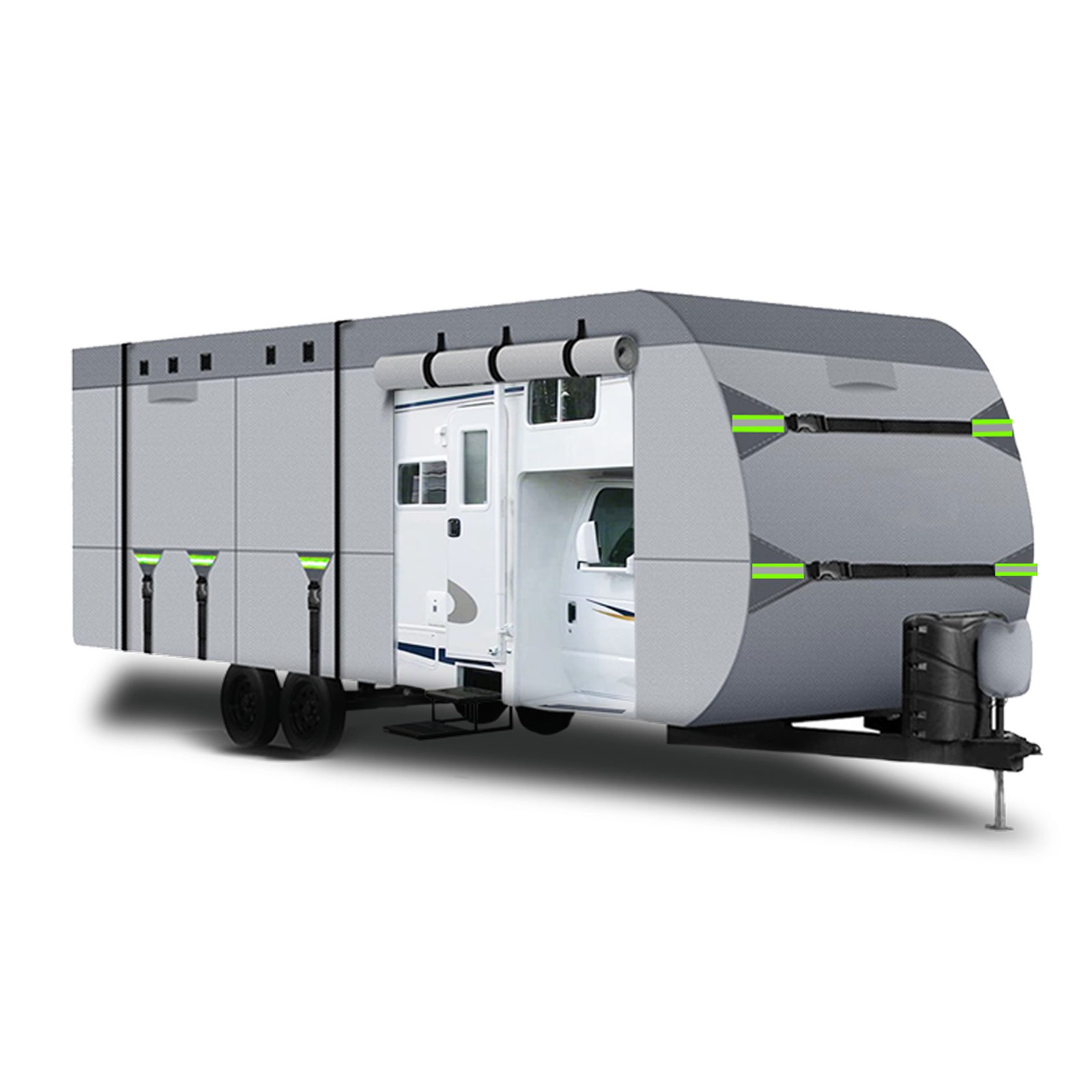 RV Cover Upgraded 8 Layers Top Windproof Travel Trailer Cover for 20′ to 22′ RV