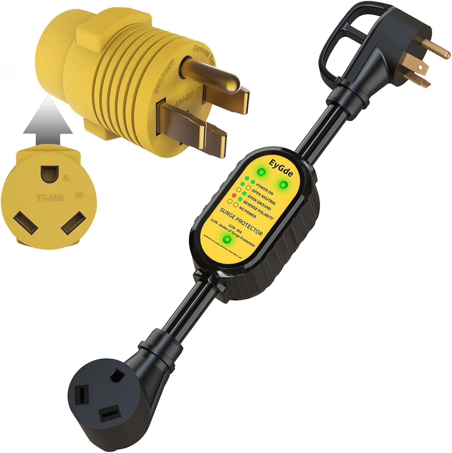 EyGde 50 Amp to 30 RV Adapter, Patented Electrical 50M/30F, Yellow