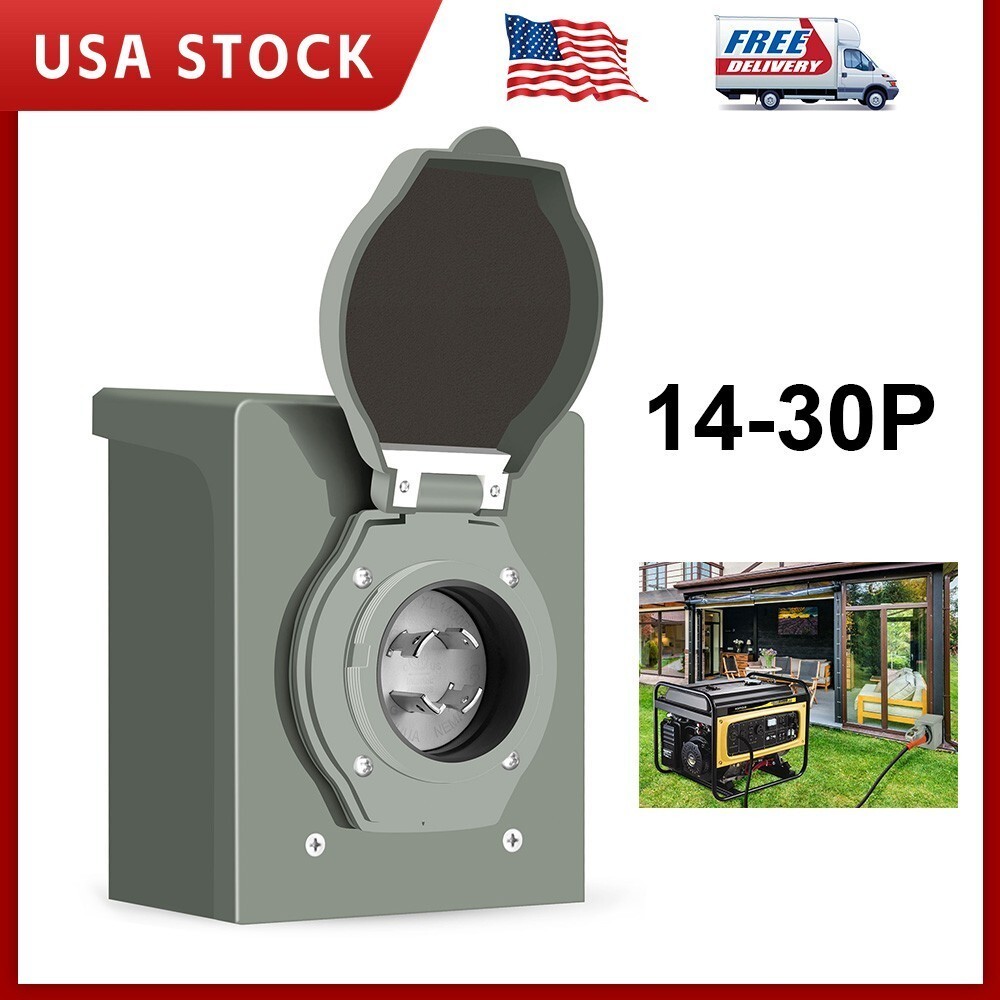 30A Generator Power Inlet Box NEMA 3R Generator Outlet Box L14-30P, 3 Prone