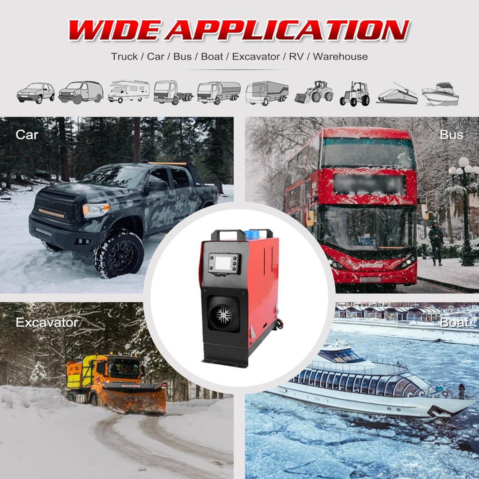 8Kw 12V/24V 110V Diesel Air Heater Bluetooth APP Control for Garage Camper Van