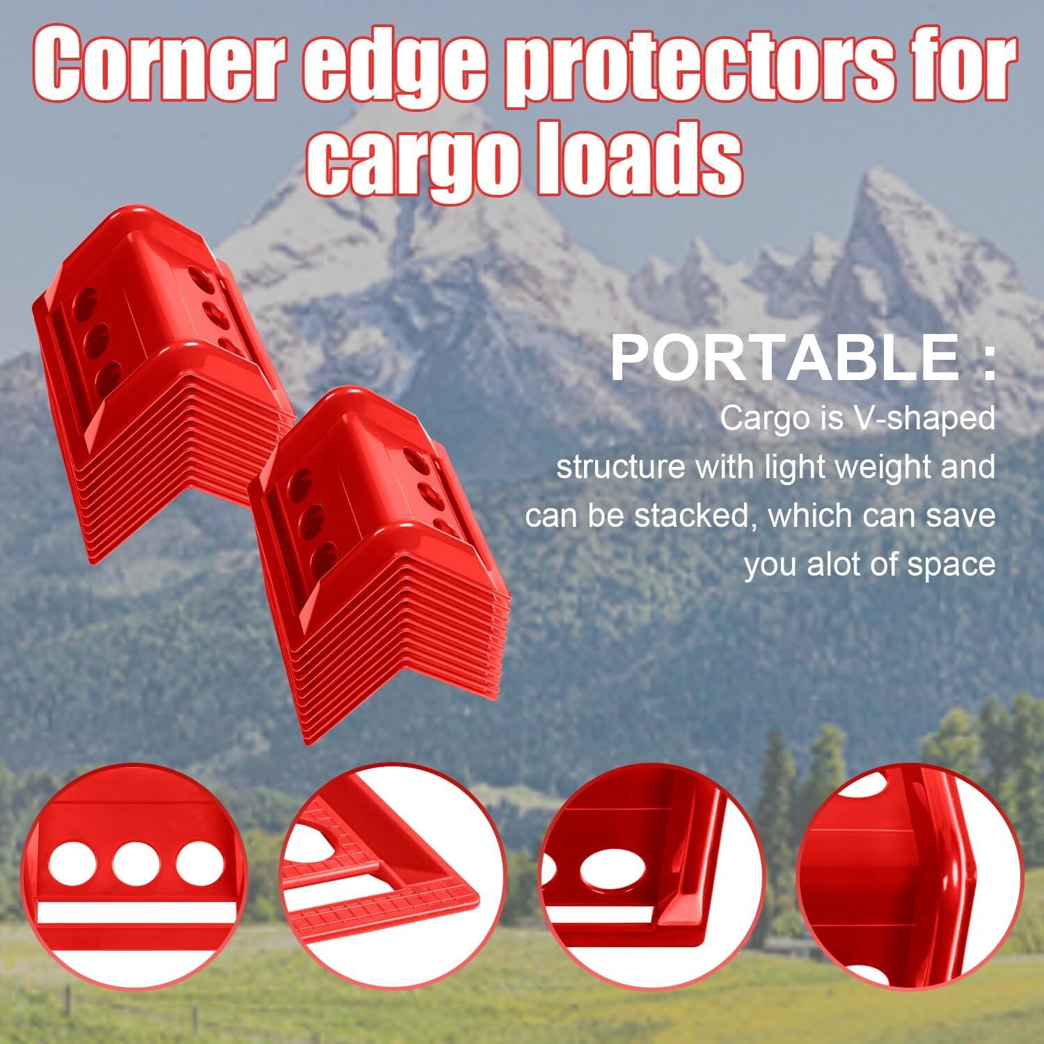 24 Pack Flatbed Edge Protectors Compatible with 4 Inch Ratchet & Winch Straps