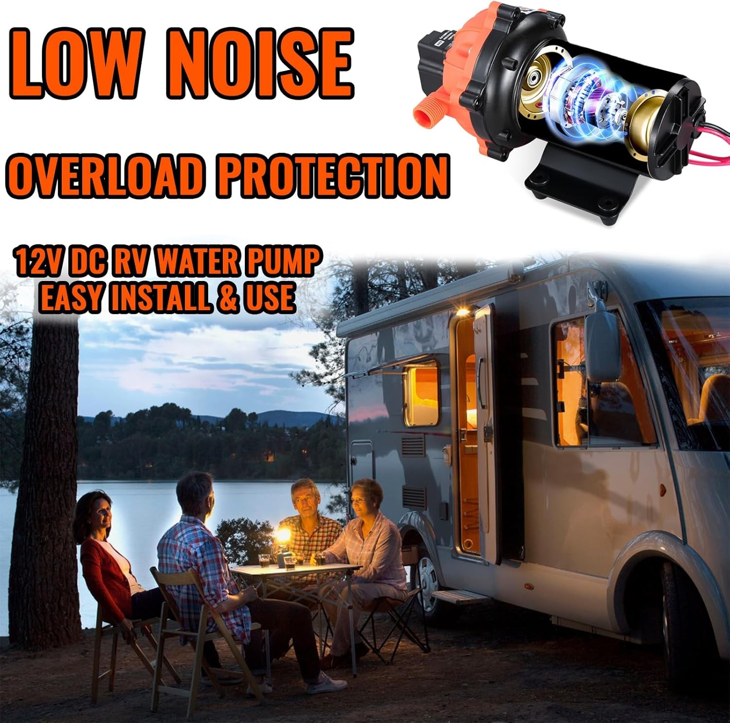 80PSI 7.5GPM Washdown Deck Wash Pump Kit 12V Self-Priming Marine/RV Caravan Boat