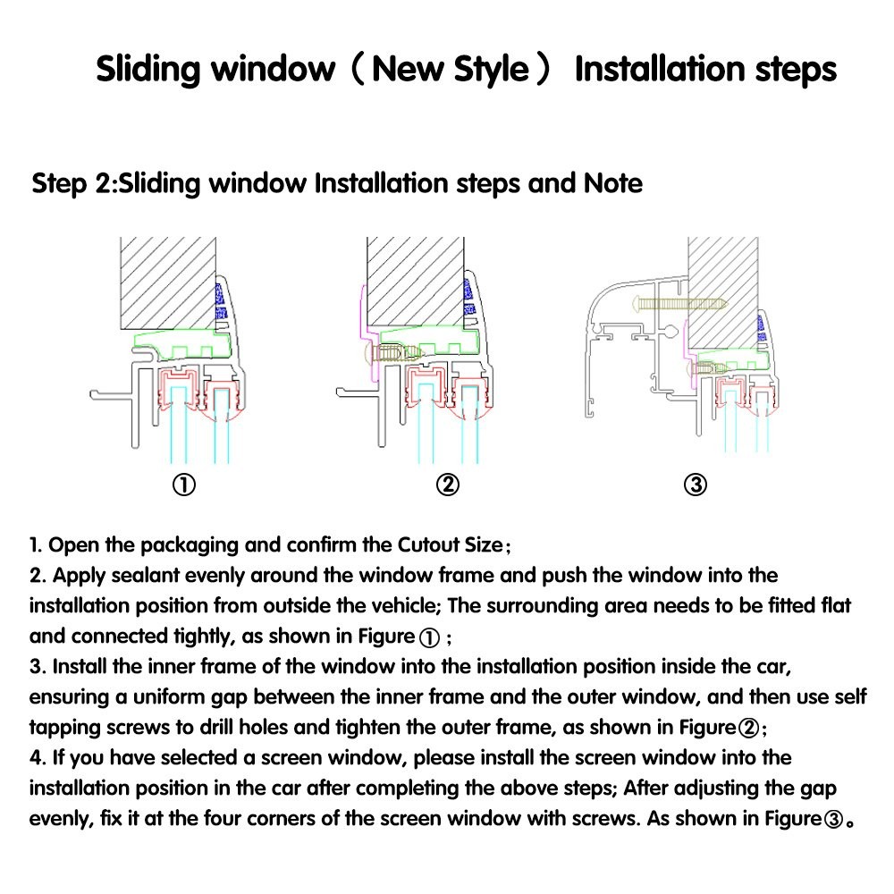RV Horizontal Slide Window Universal 24-30-35-43-47″W x 12-14-20-22″H