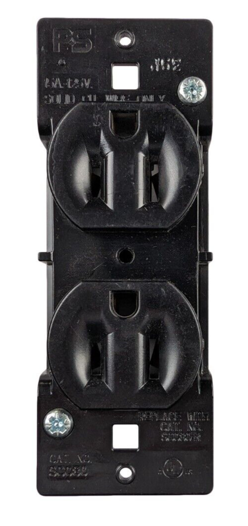 Pass & Seymour Contained Dual Black Receptacle Outlet 15A 125V RV Camper SC080-R