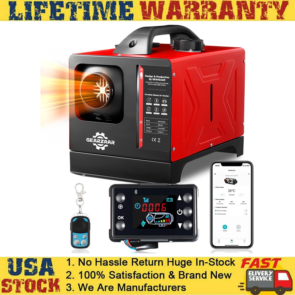 All-in-One Diesel Air Heater 8KW 12V 24V 110V Bluetooth Control for Boat RV