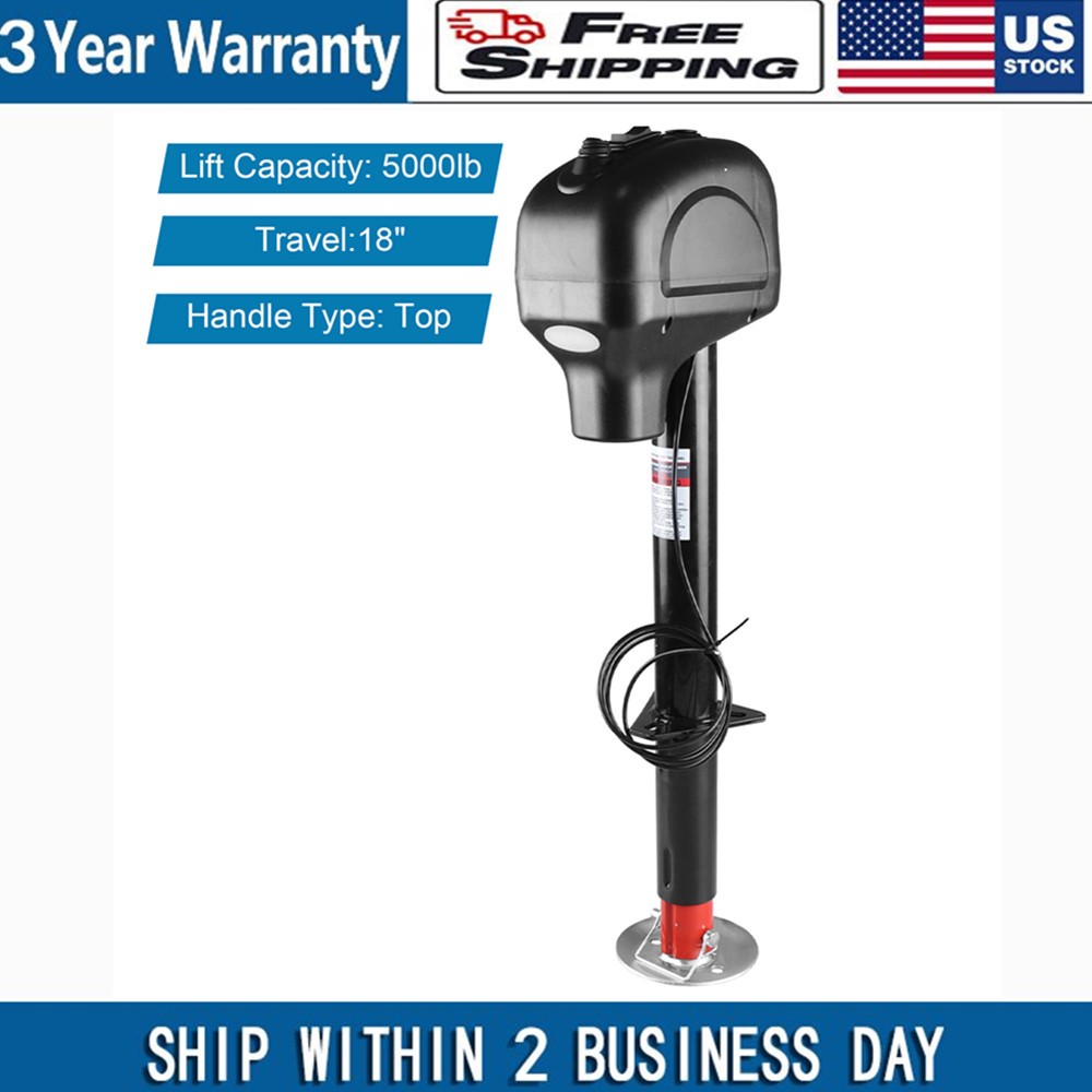 Electric Trailer Jack 3500LBS Capacity 18″ Lift Range 12V Motor w/ LED RV Camper