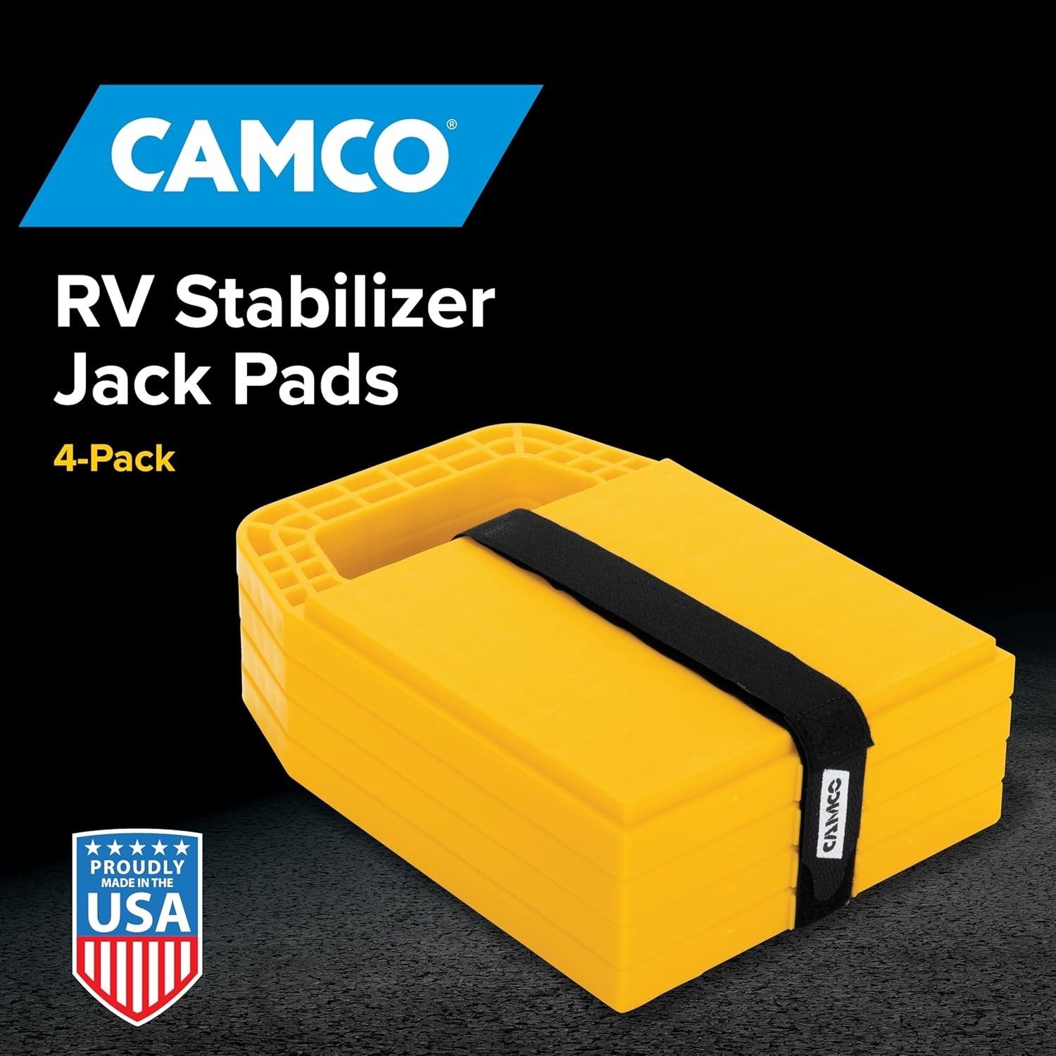 Camco 4-Pack RV Stabilizing Pads – Heavy-Duty, Interlocking Design for Stability
