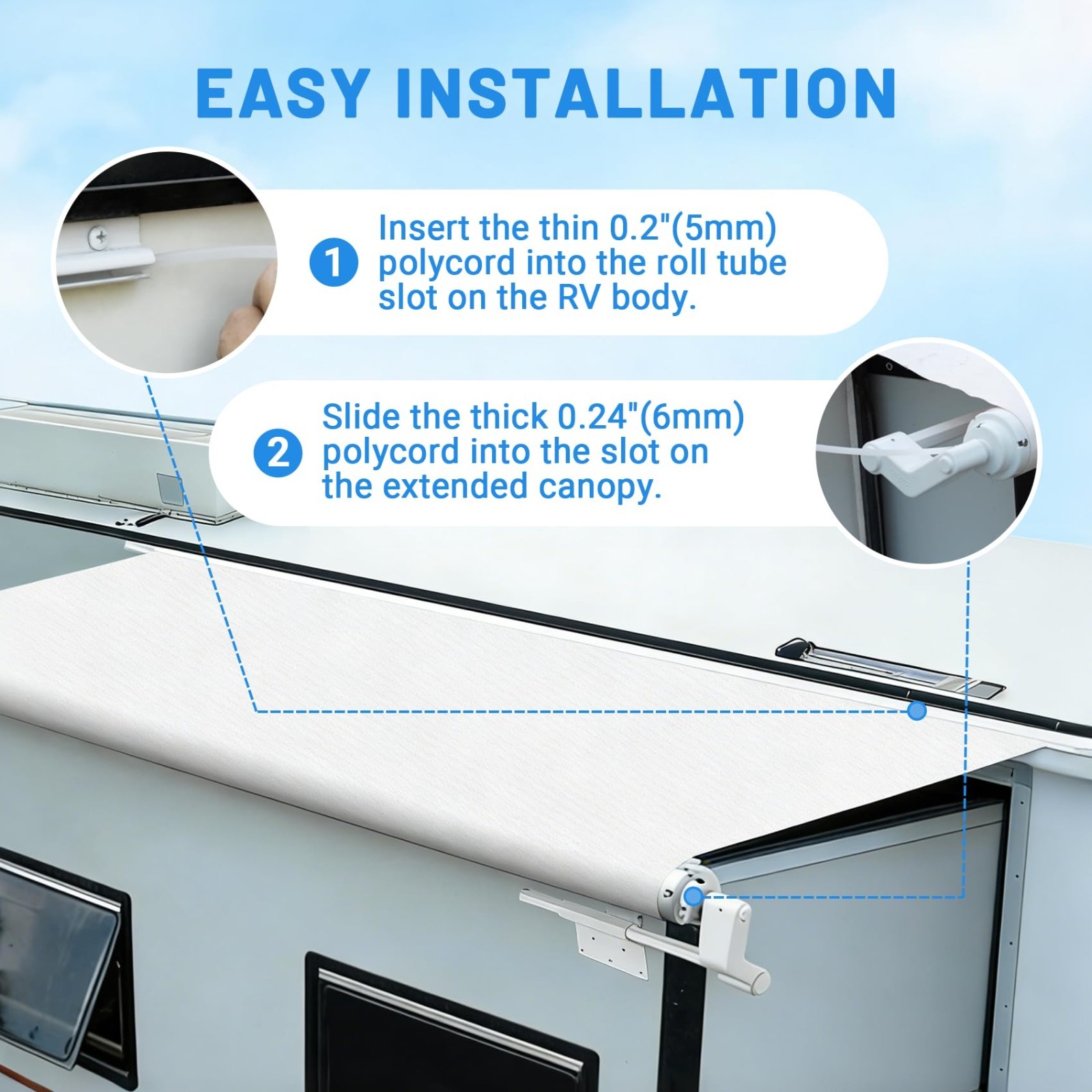 Universal RV Slide Out Awning Fabric Replacement – 170″ Slide Topper Cover