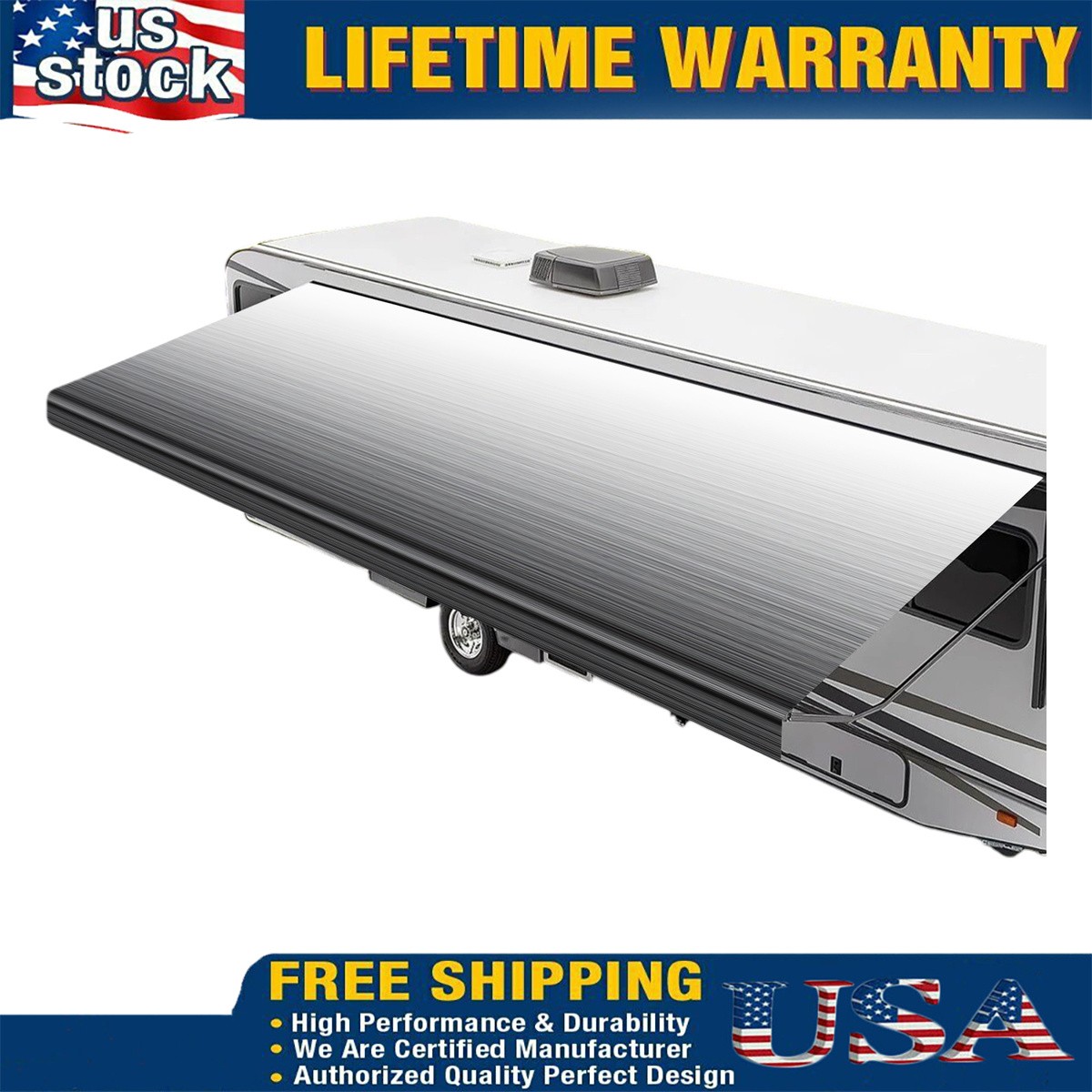RV Awning Replacement Heavy Duty Waterproof 16Ft For RV Camper Trailer Fabric