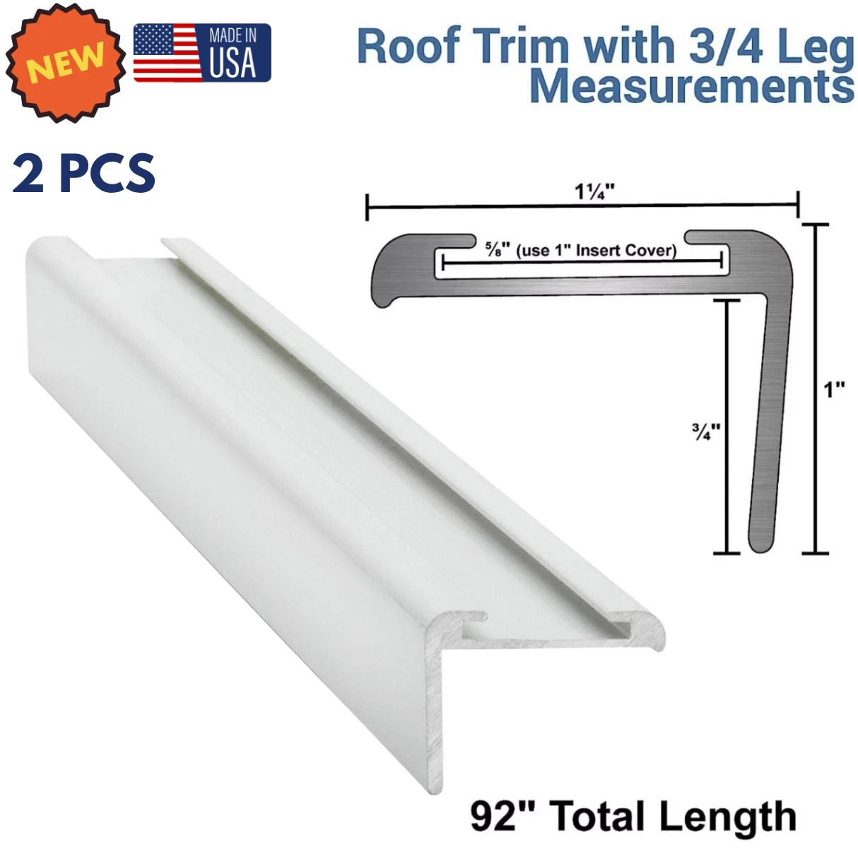 RV Corner Mold Insert Roof Trim for Sealing External Edges Travel Trailer White