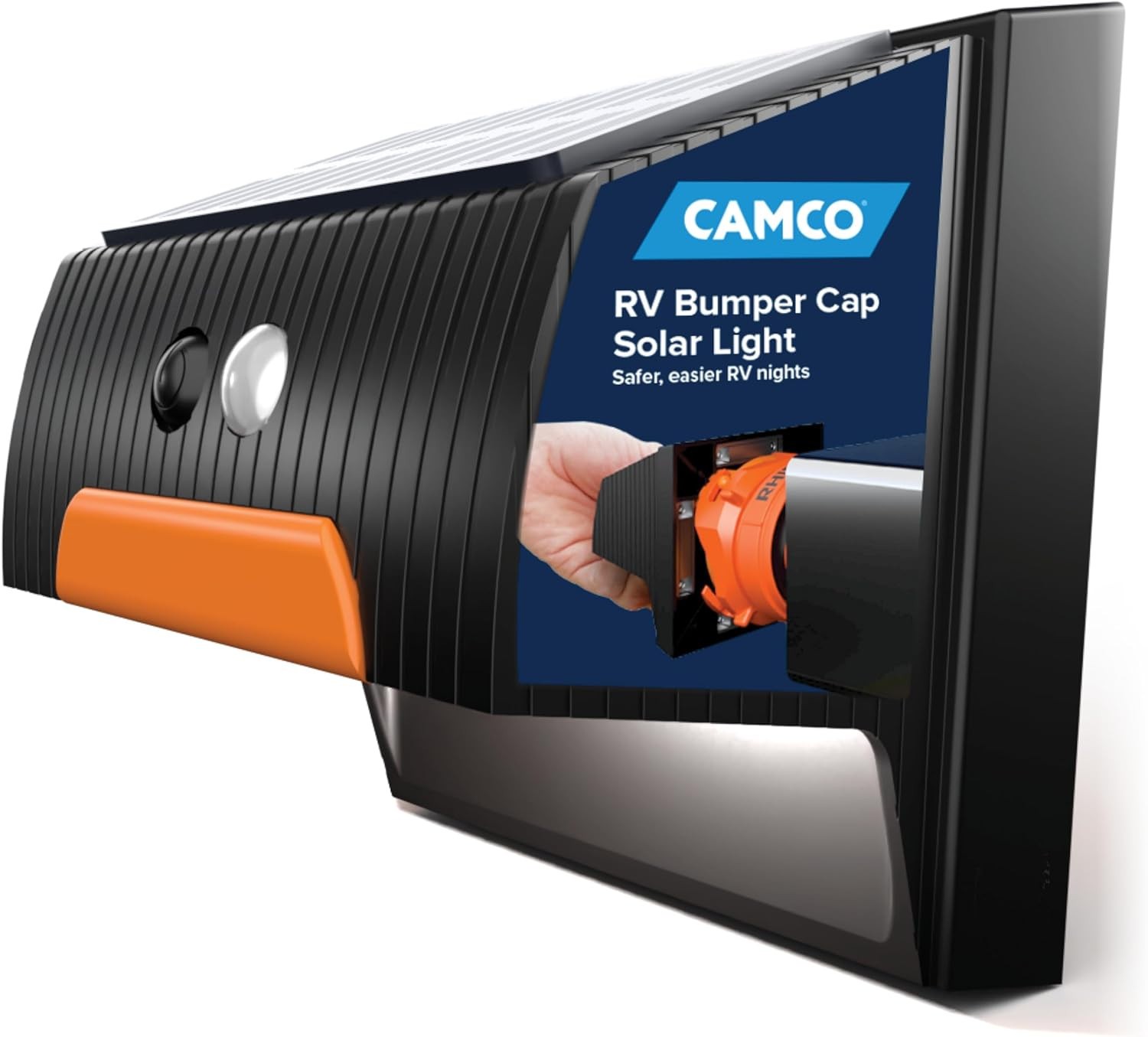 Camco RV Bumper Cap Solar Light — Motion-Activated (RV-40332) – Sold as each