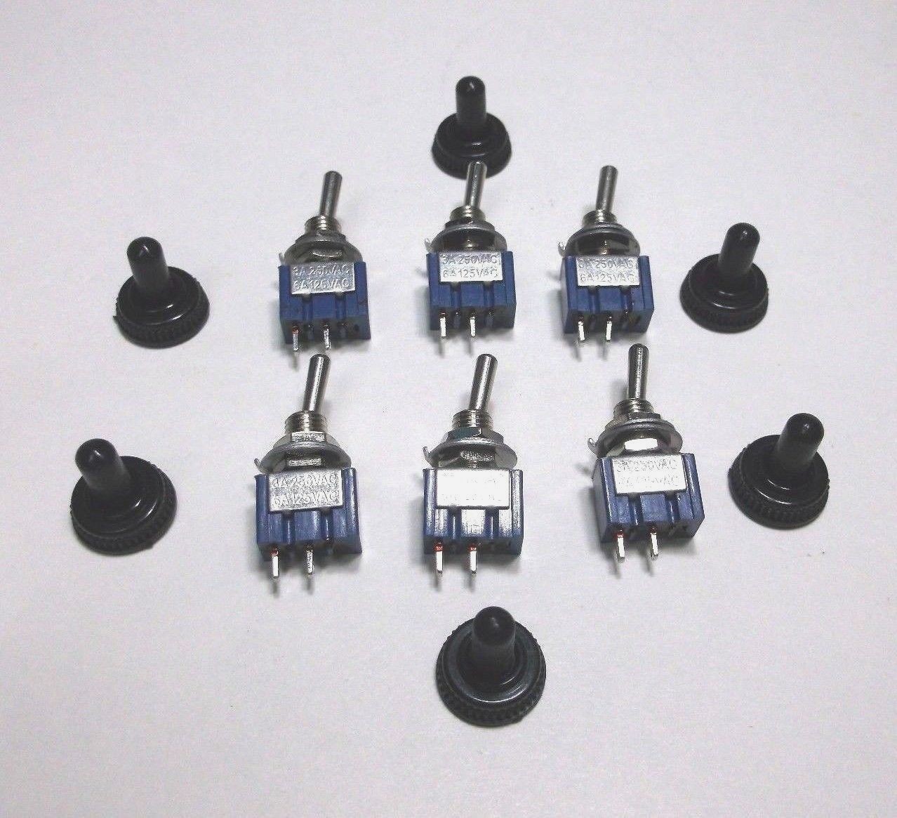6 BBT On/Off 12 v,10 a Mini Toggle Switches w/ Waterproof Boots for RVs