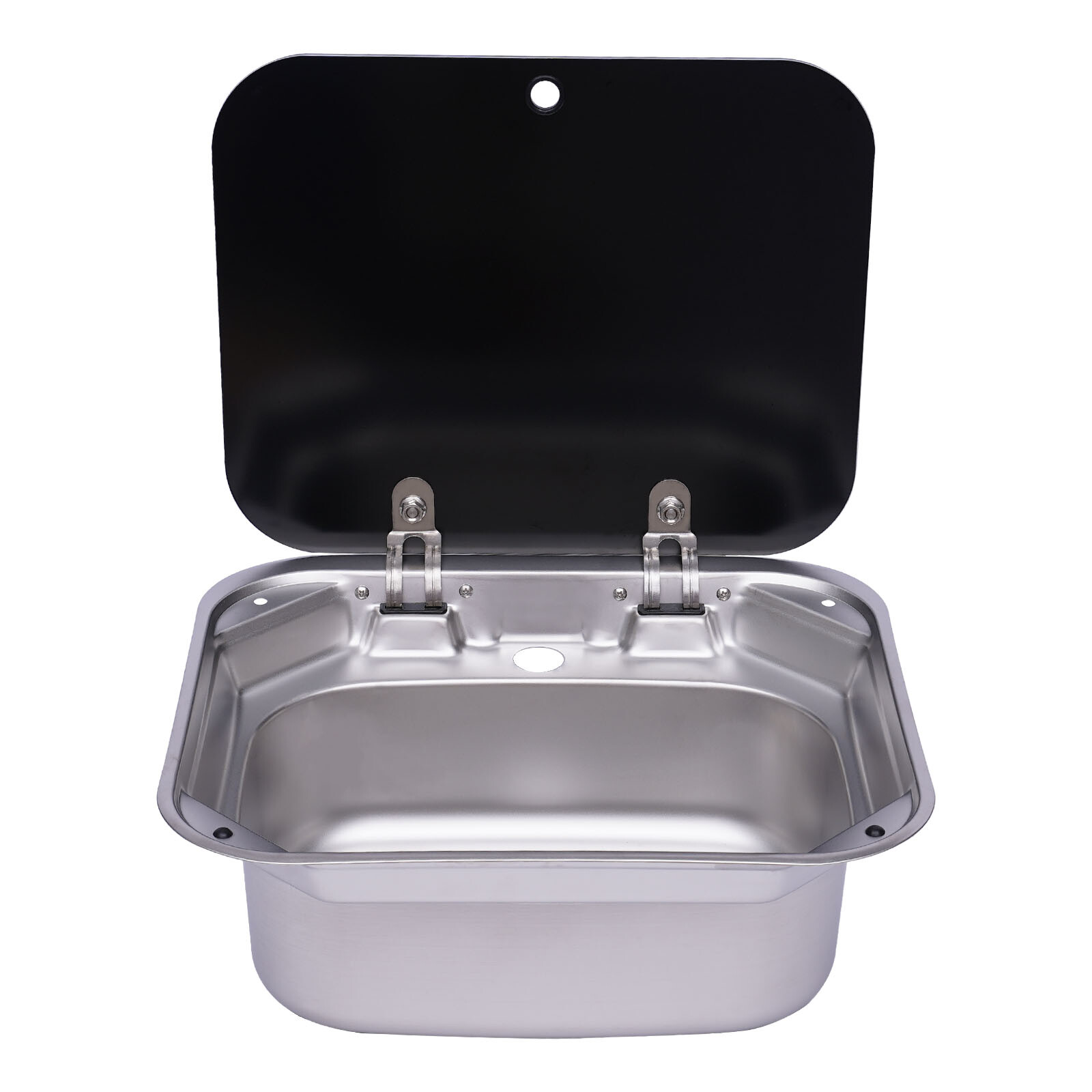 Stainless Steel RV Kitchen Semi-recessed Sink w/ 4x Buckles Overflow-proof New