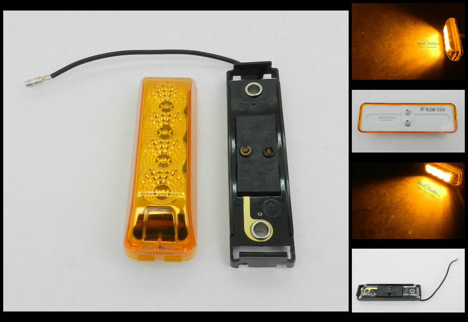 (1) 4 LED Light 1×4 Surface mount Amber Clearance Marker w/ black base Optronics