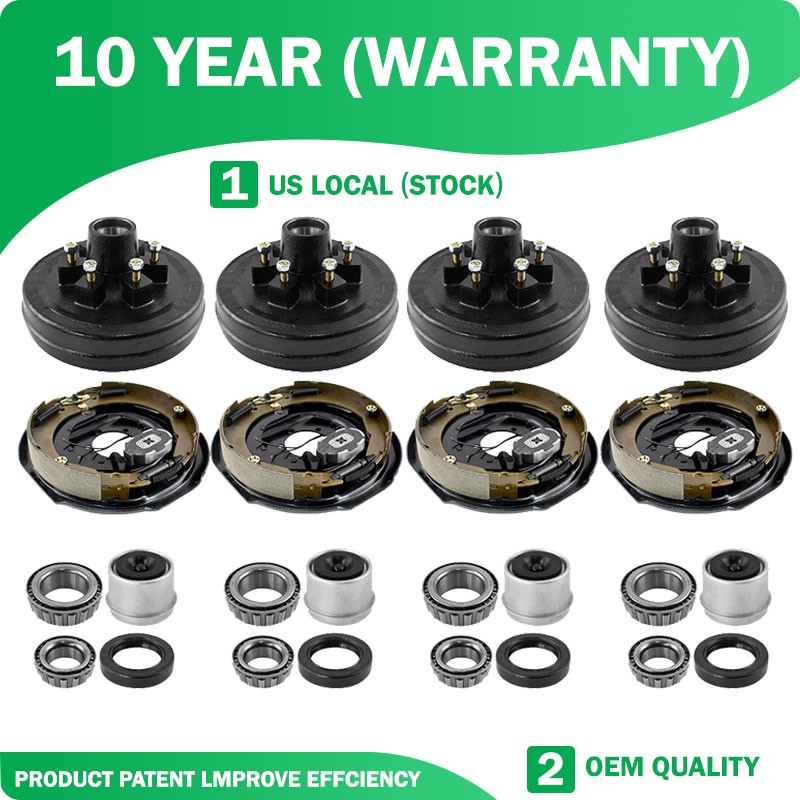 8pack Electric Trailer Brake 10″x2-1/4″ & 6-5.5″ Hub Drum Kit For 3500 lb Axle.