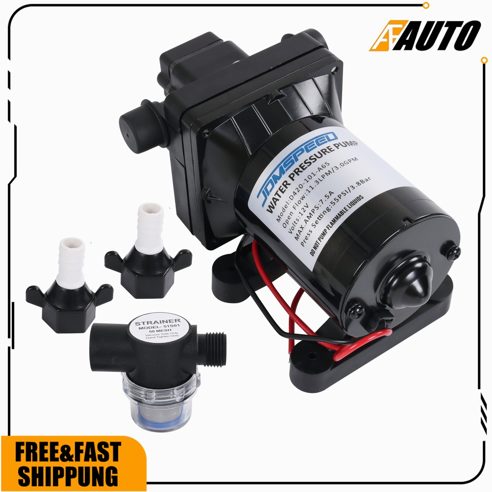 RV Water Pump 12V 3.0 Gpm with Strainer Replacement 4008-101-A65 For Camper