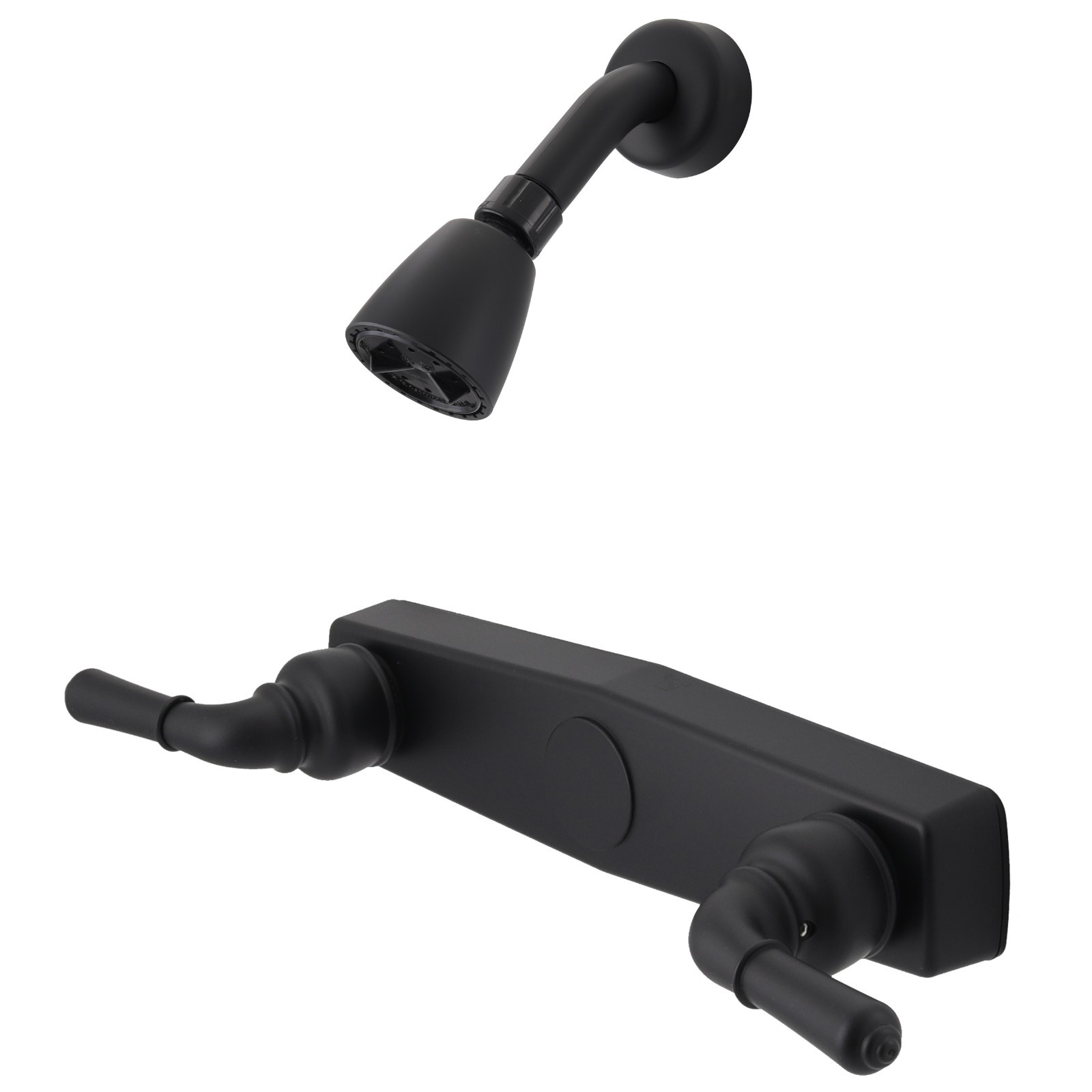 Mobile Home Two Handle 8″ Shower Faucet Valve with Shower Head Black Finish