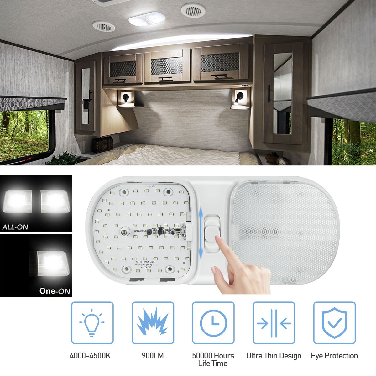 4 Pack 12V Led RV Ceiling Dome Light RV Interior Lighting for Trailer Camper Car