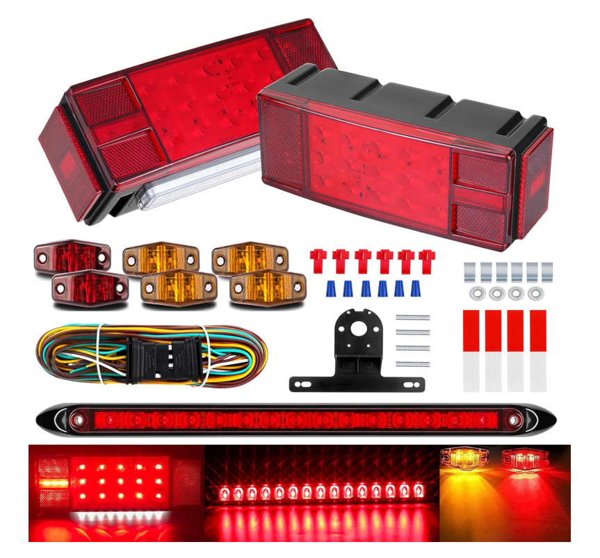 Boat Trailer Lights, IP68 Submersible LED Trailer Light Kit with Wiring Harness