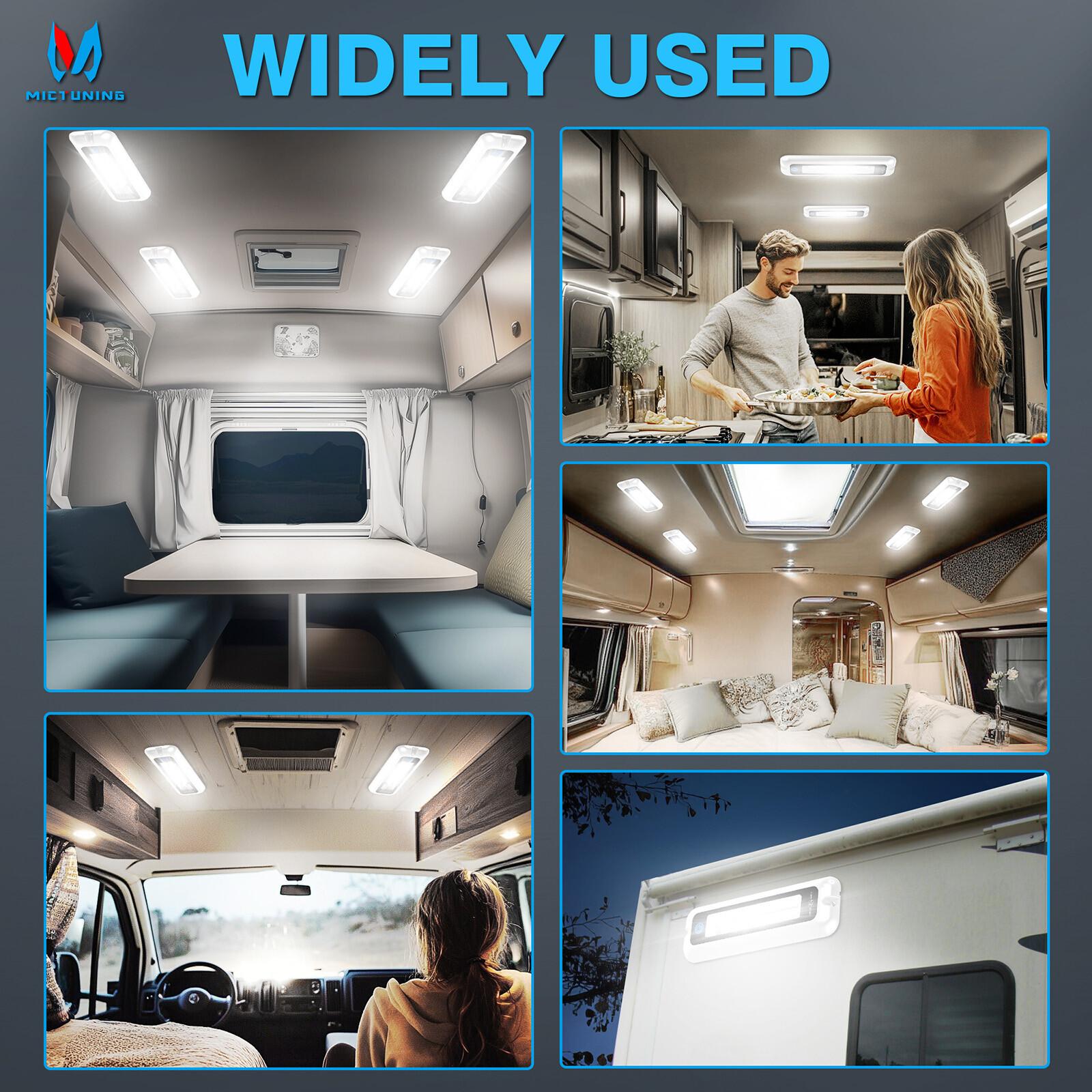 8-Inch RV Exterior Interior Porch Lights, 1200LM LED Utility Awning White Lamp