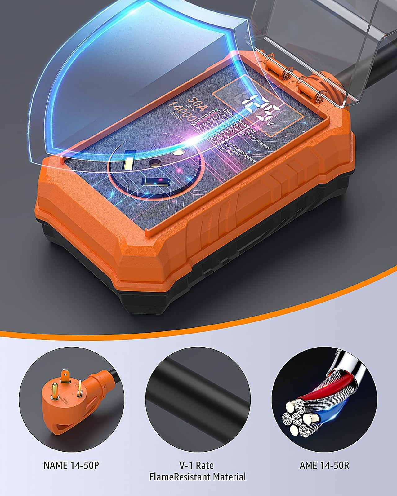30 Amp RV Surge Protector with Smart LED Display Circuit Analyzer Waterproof