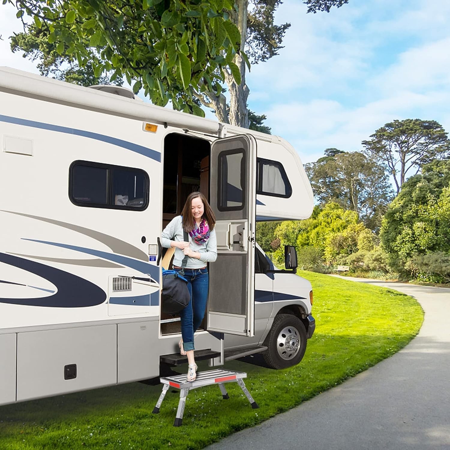 Lightweight, Height Adjustable RV Step Stool – 5.4lbs, Ideal for Kids & Adults