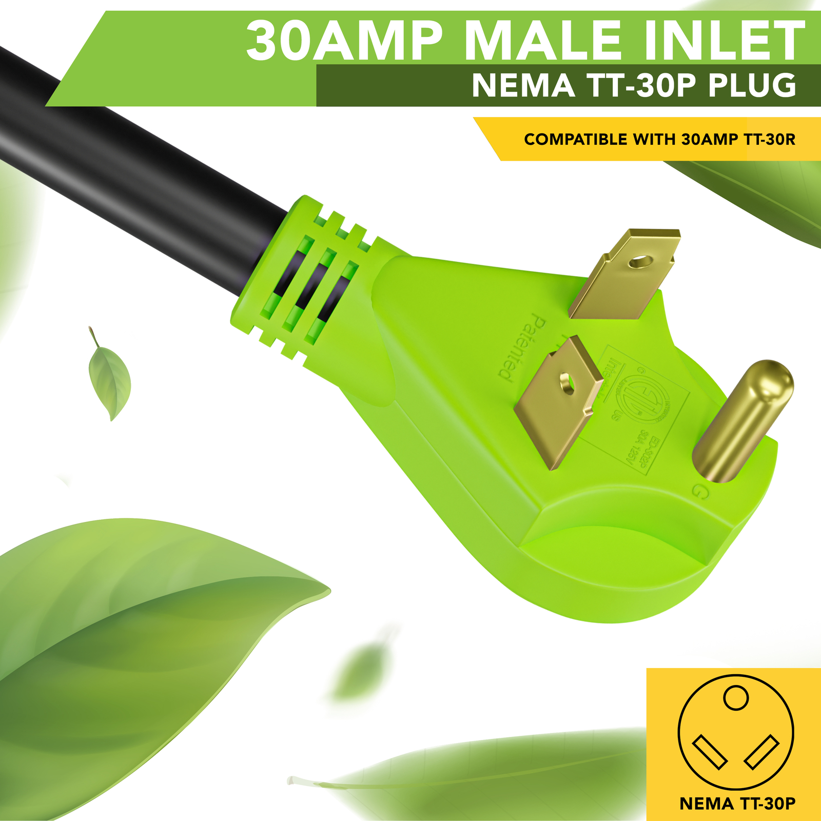 LCW Marine 50 amp female to 30 amp male 125v Shore Power Pigtail Boat Adapter 90