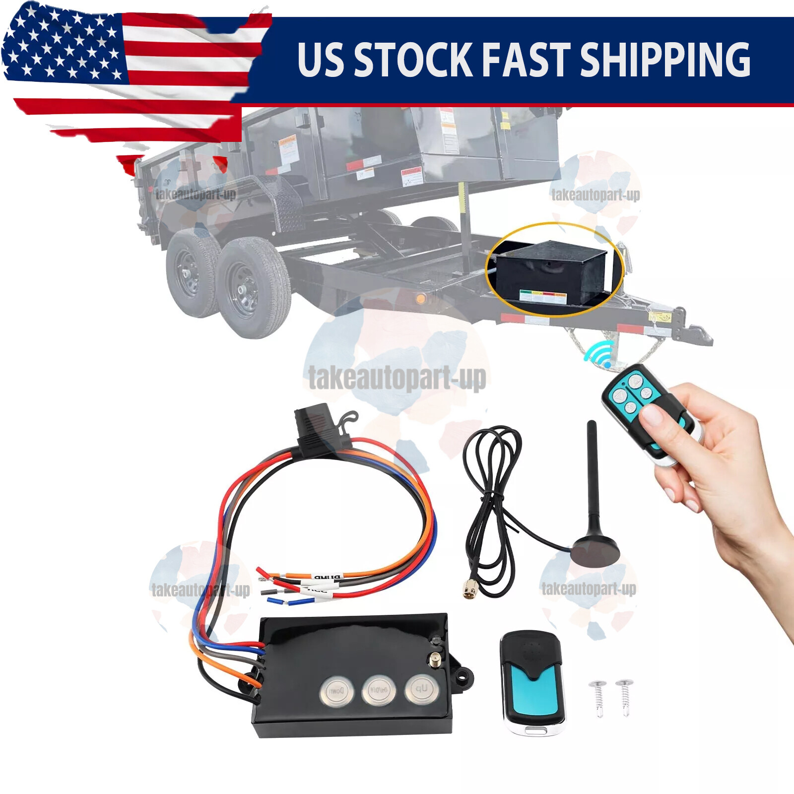 For G3-H01 DUMP TRAILER WIRELESS REMOTE CONTROL SYSTEM 12V HYDRAULIC LIFT WINCH