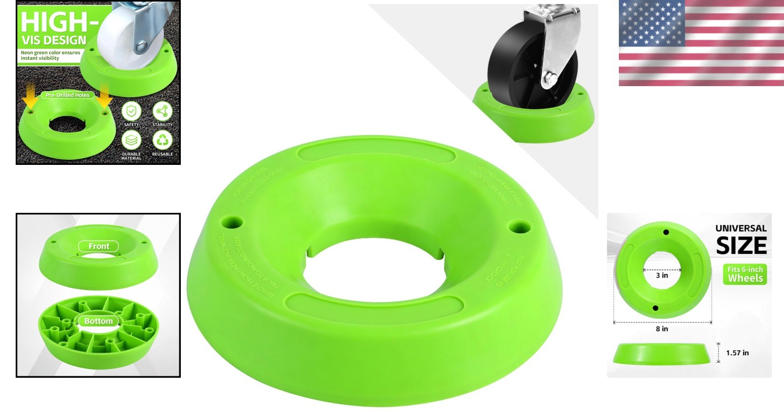 Trailer Jack Wheel Chock Compatible With Trailer Jack Wheel Green 8.03×8.03×1…